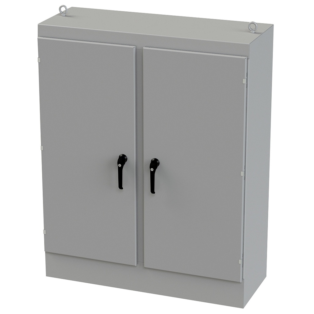 NEMA 12 Enclosure, Free Standing, 60" H x 48" W x 18" D, Carbon Steel, Powder Coat gray