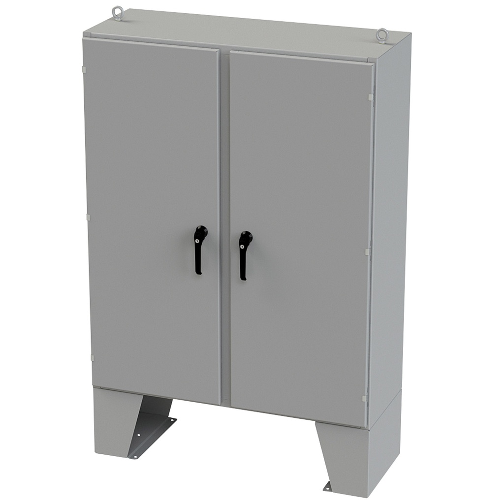 NEMA 12 Enclosure, Floor Mount, 60" H x 48" W x 18" D, Carbon Steel, Powder Coat gray