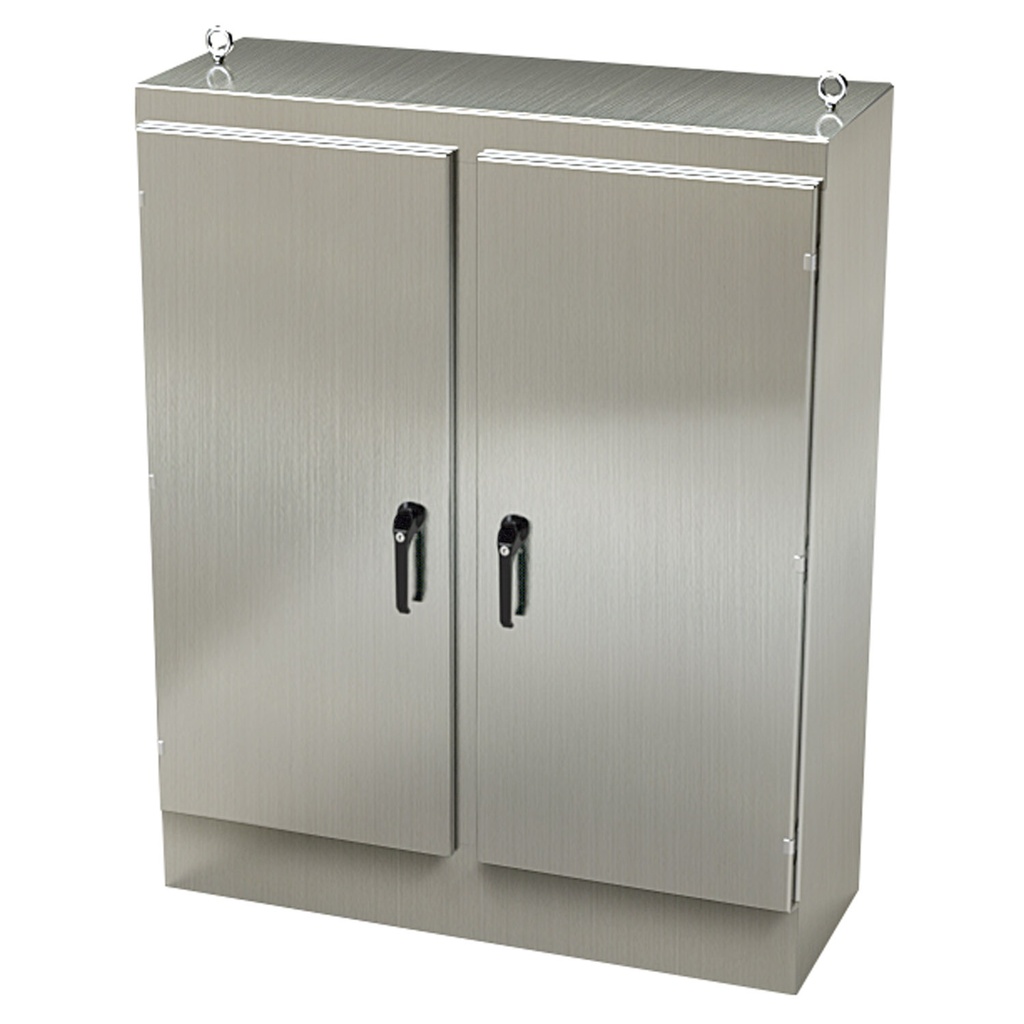 NEMA 4X Enclosure, Free Standing, 60" H x 48" W x 18" D, 304 Stainless Steel