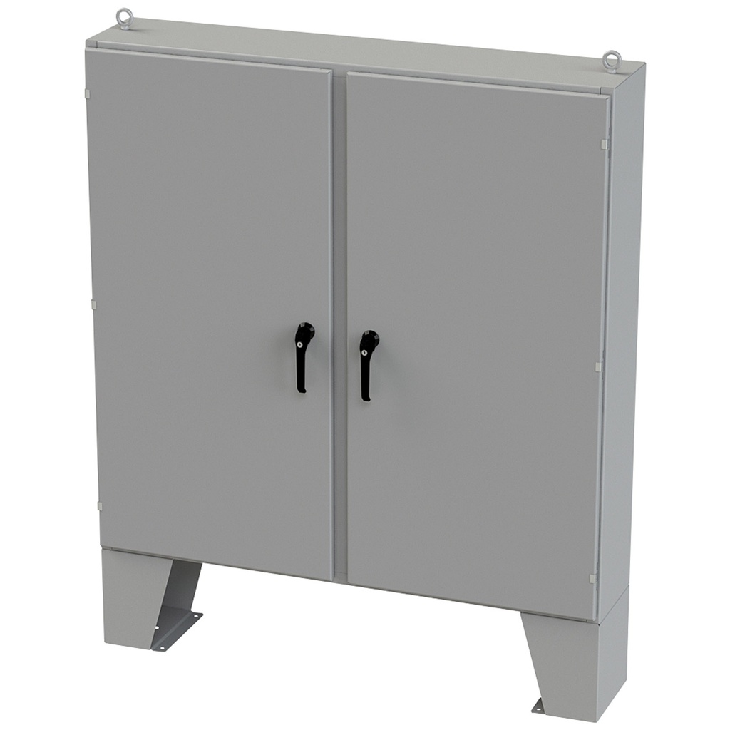 NEMA 12 Enclosure, Floor Mount, 60" H x 60" W x 12" D, Carbon Steel, Powder Coat gray