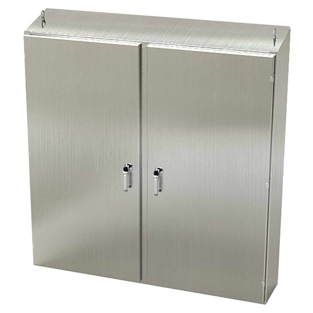 NEMA 4X Enclosure, Slope Top, Free Standing, 60" H x 60" W x 12" D, 304 Stainless Steel