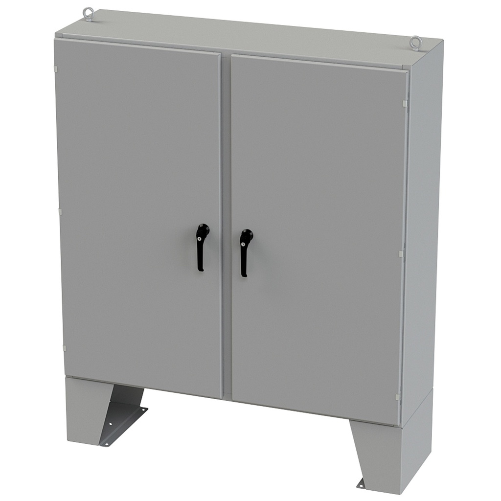 NEMA 12 Enclosure, Floor Mount, 60" H x 60" W x 18" D, Carbon Steel, Powder Coat gray