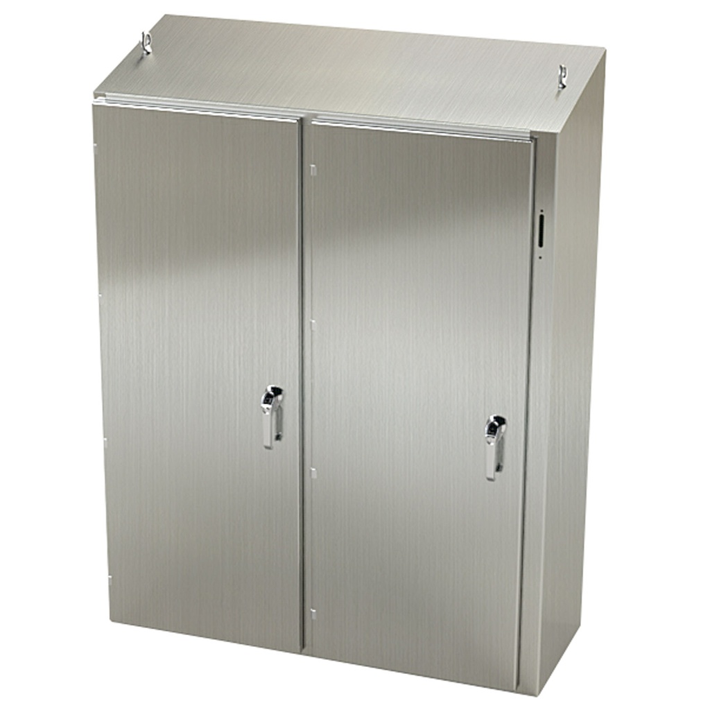 NEMA 4X Disconnect Enclosure, Slope Top, Free Standing, 60" H x 49" W x 18" D, 304 Stainless Steel