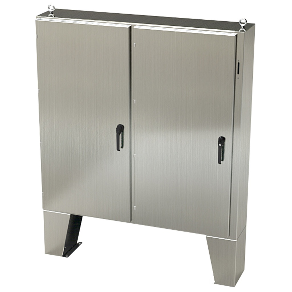 NEMA 4X Enclosure, Wallmount, 60" H x 61" W x 12" D, 304 Stainless Steel