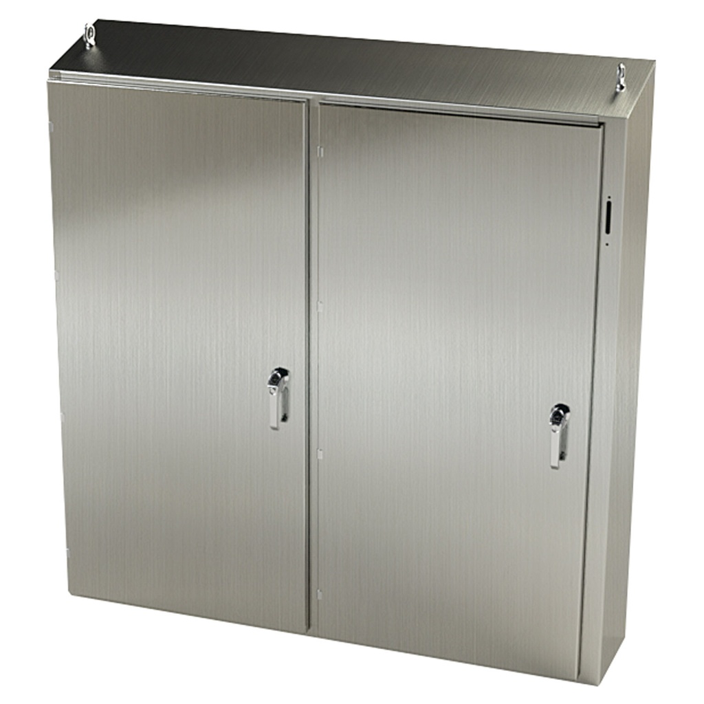 NEMA 4X Disconnect Enclosure, Slope Top, Free Standing, 60" H x 61" W x 12" D, 304 Stainless Steel