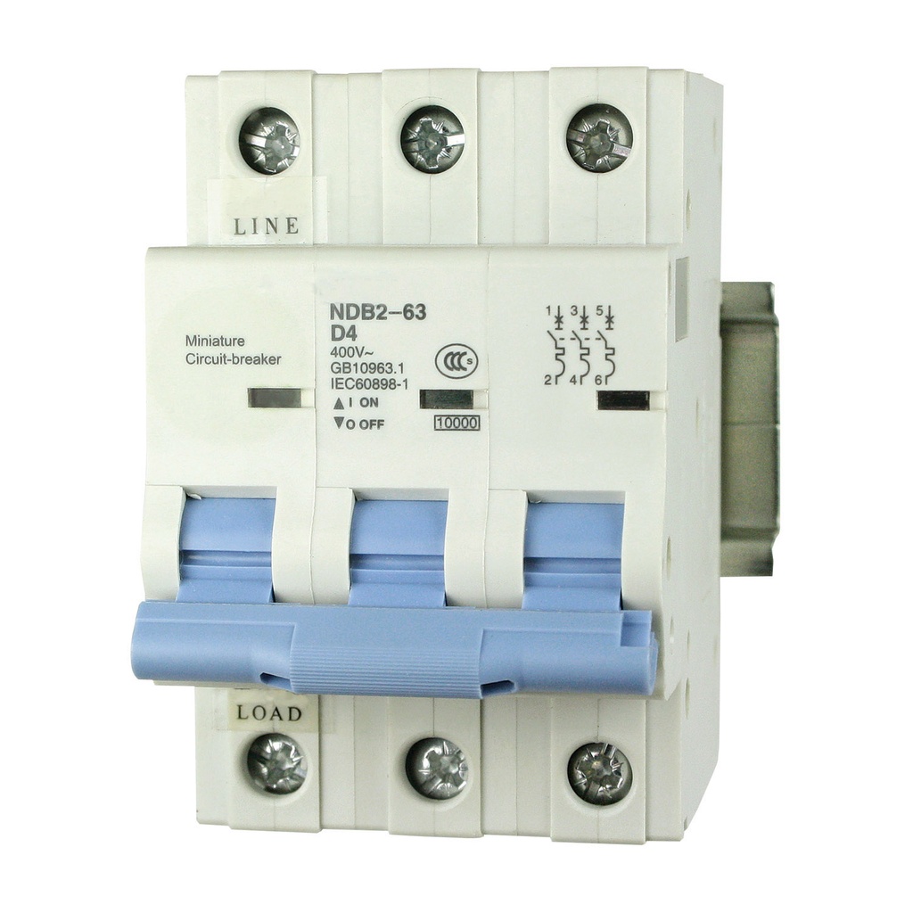 4 Amp, 3 Pole, 480V AC, Trip Curve: D, DIN Rail Mount-Miniature Circuit Breaker, UL1077