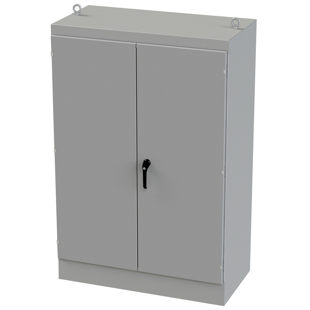 NEMA 12 Enclosure, Free Standing, 72" H x 48" W x 24" D, Carbon Steel, Powder Coat gray