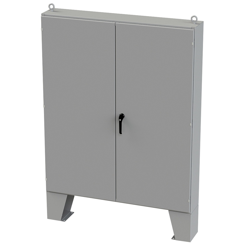 NEMA 12 Enclosure, Floor Mount, 72" H x 60" W x 10" D, Carbon Steel, Powder Coat gray