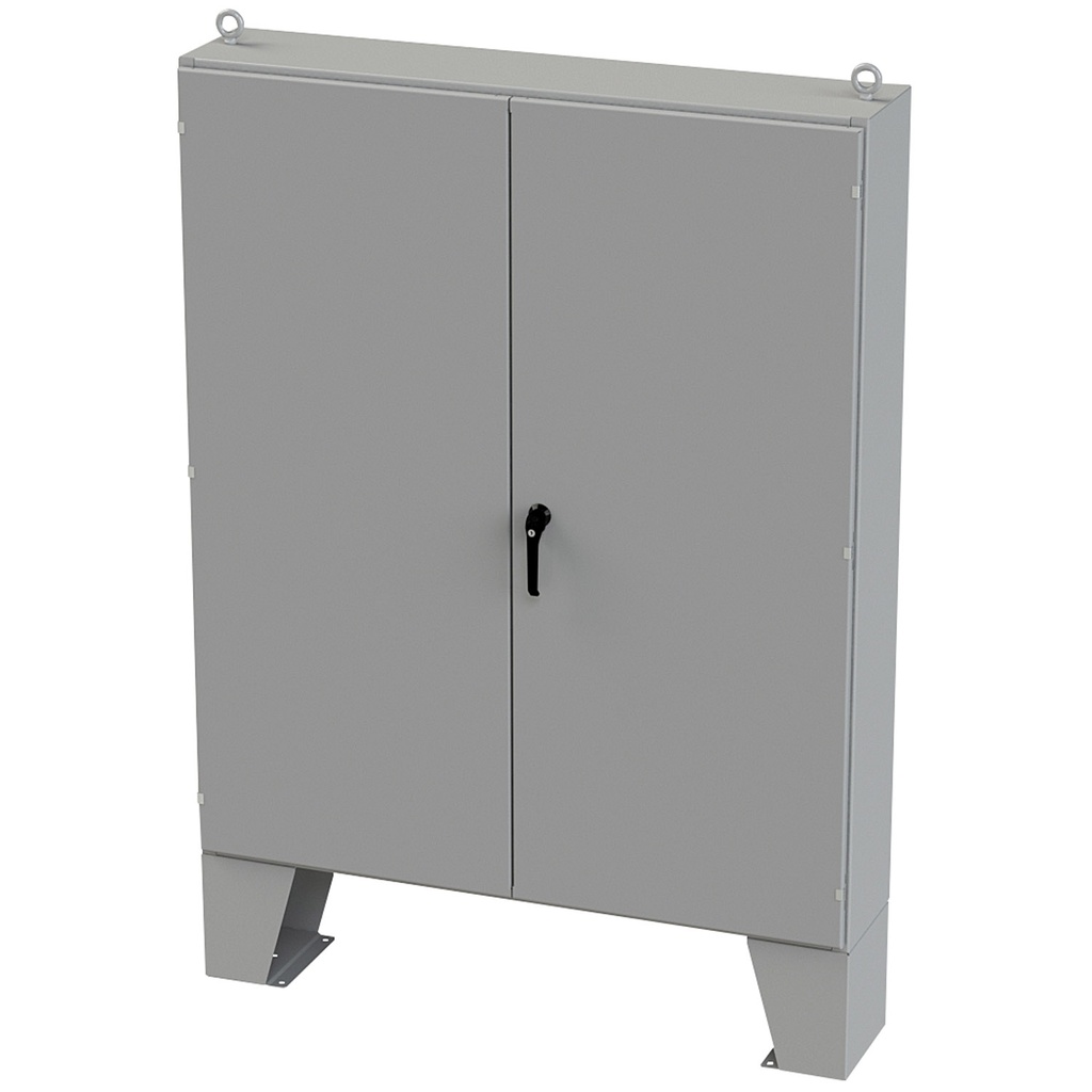 NEMA 12 Enclosure, Floor Mount, 72" H x 60" W x 12" D, Carbon Steel, Powder Coat gray