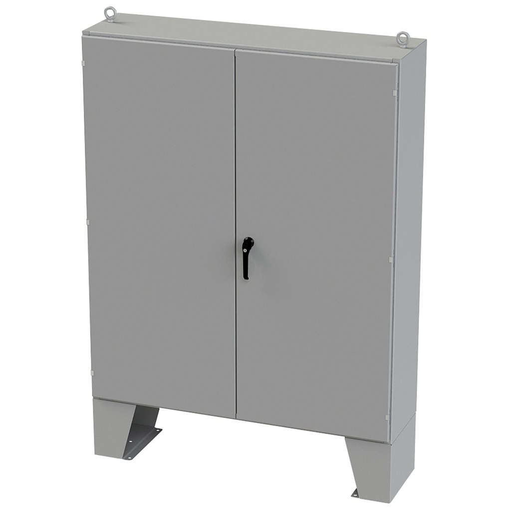 NEMA 12 Enclosure, Floor Mount, 72" H x 60" W x 16" D, Carbon Steel, Powder Coat gray