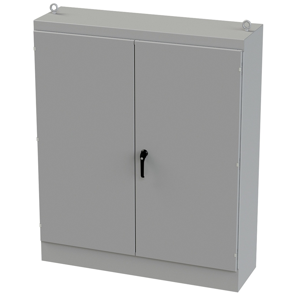 NEMA 12 Enclosure, Free Standing, 72" H x 60" W x 18" D, Carbon Steel, Powder Coat gray