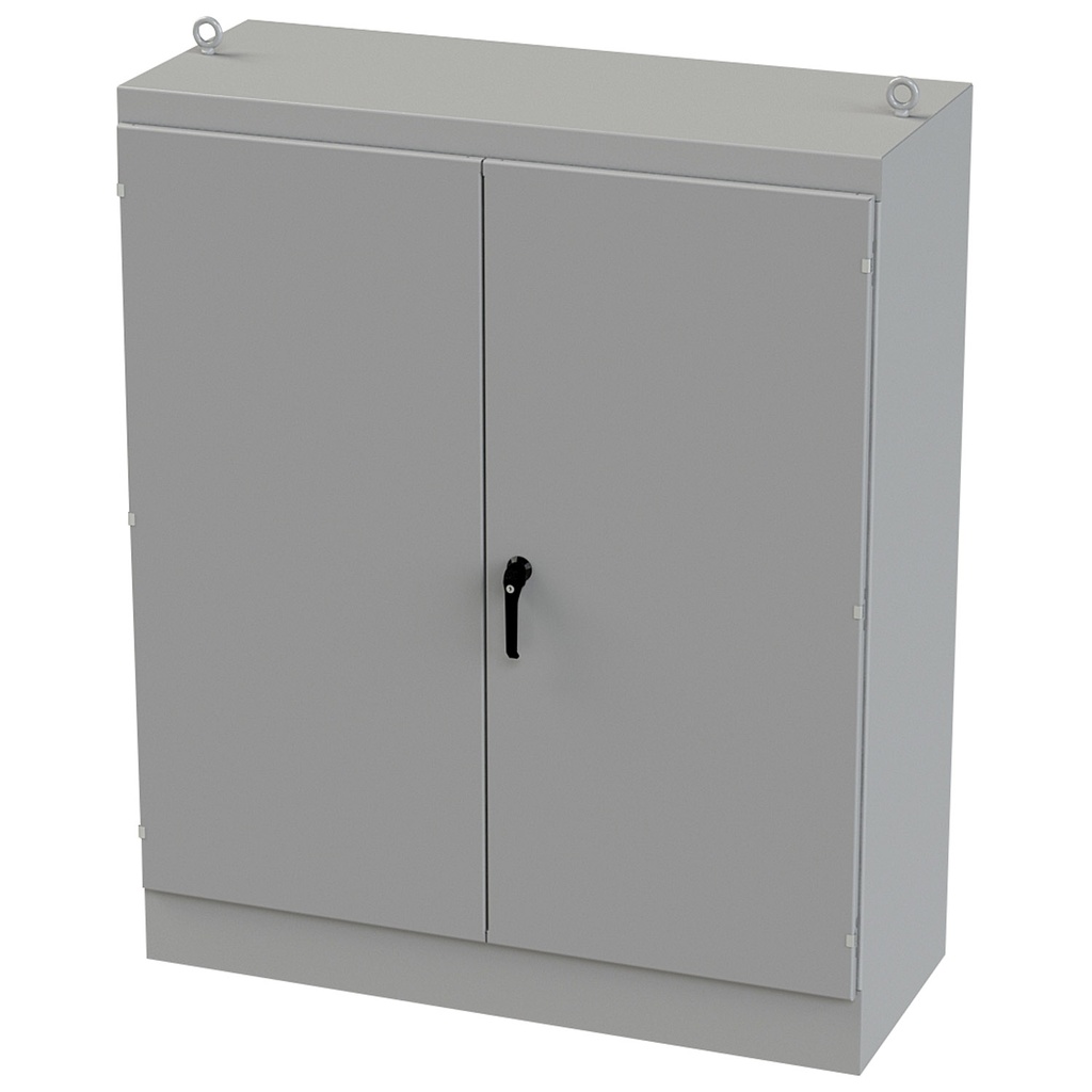 NEMA 12 Enclosure, Free Standing, 72" H x 60" W x 24" D, Carbon Steel, Powder Coat gray