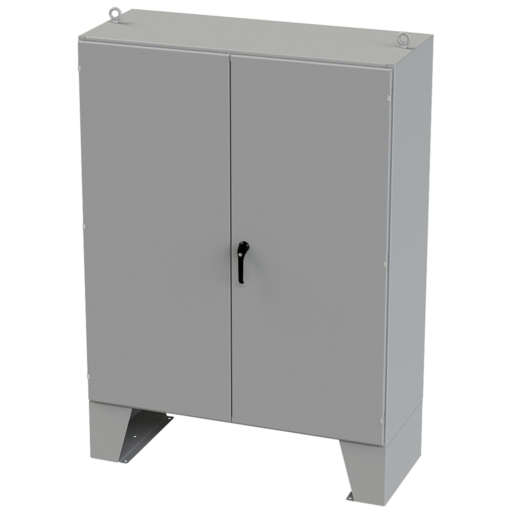 NEMA 12 Enclosure, Floor Mount, 72" H x 60" W x 24" D, Carbon Steel, Powder Coat gray