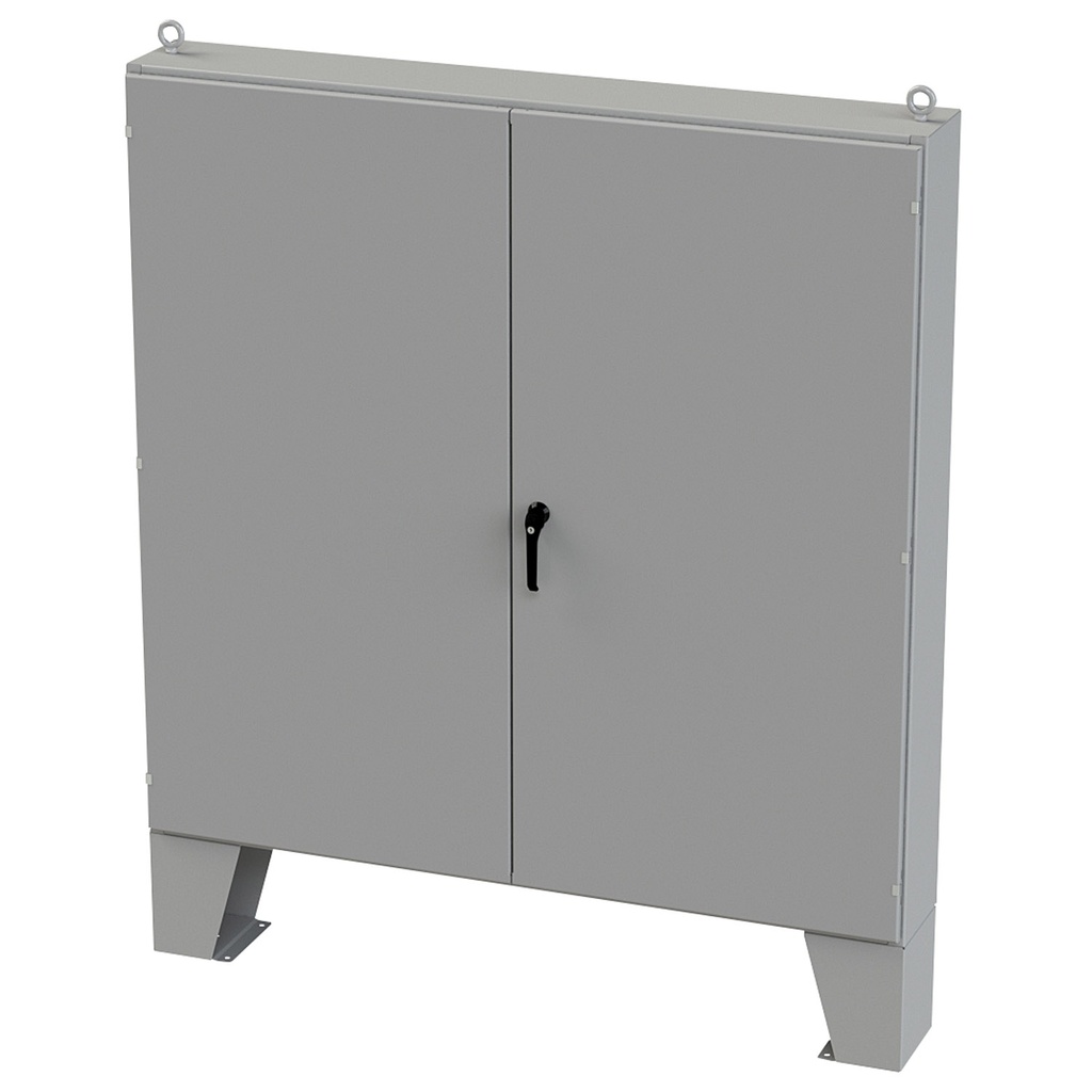 NEMA 12 Enclosure, Floor Mount, 72" H x 72" W x 10" D, Carbon Steel, Powder Coat gray