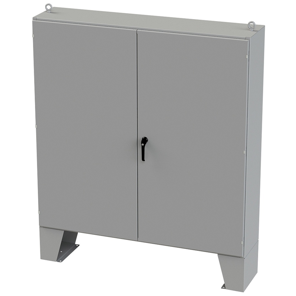 NEMA 12 Enclosure, Floor Mount, 72" H x 72" W x 16" D, Carbon Steel, Powder Coat gray