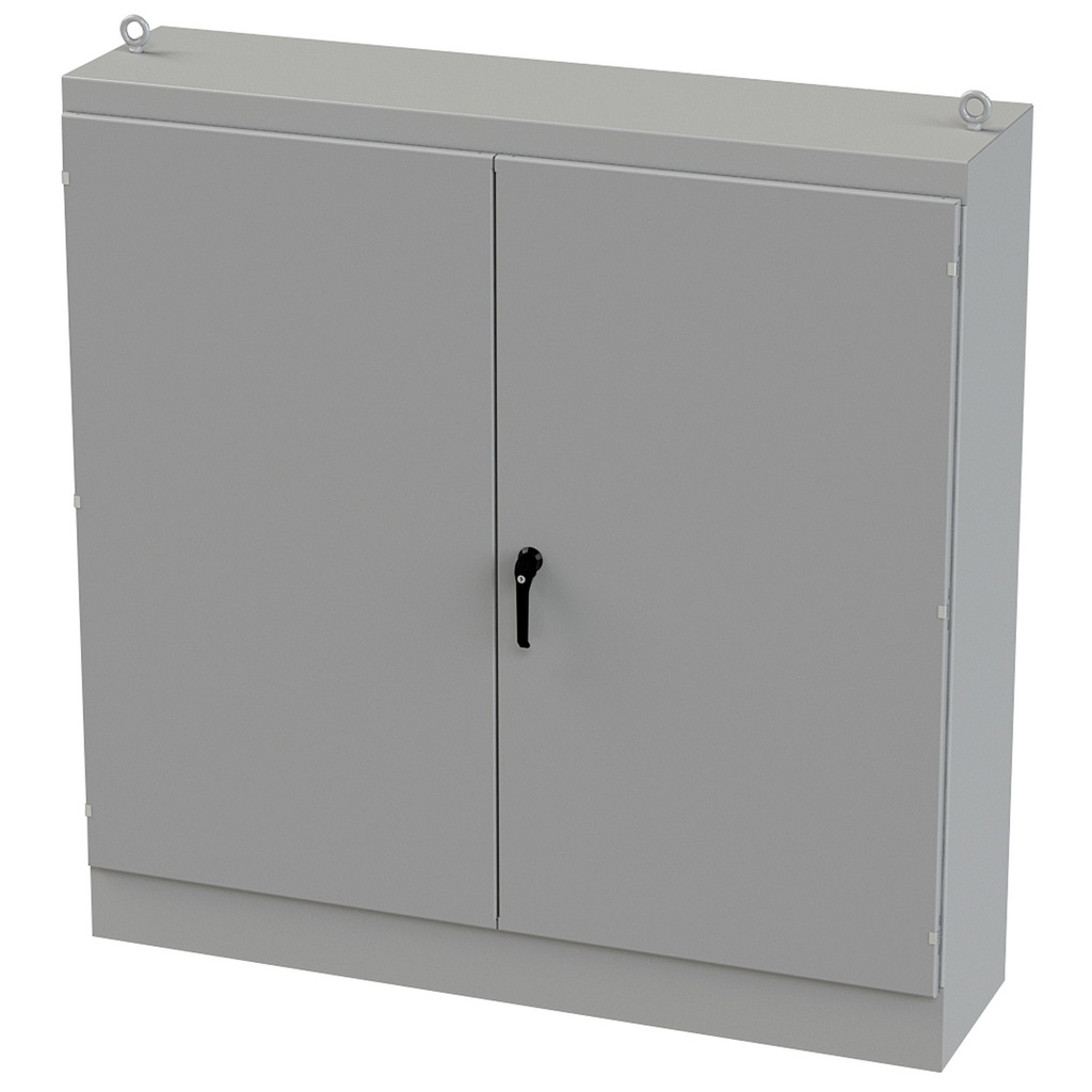 NEMA 12 Enclosure, Free Standing, 72" H x 72" W x 18" D, Carbon Steel, Powder Coat gray