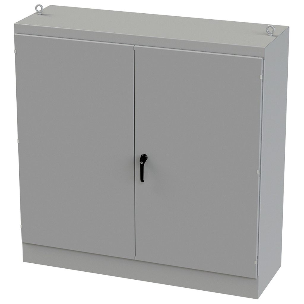 NEMA 12 Enclosure, Free Standing, 72" H x 72" W x 24" D, Carbon Steel, Powder Coat gray