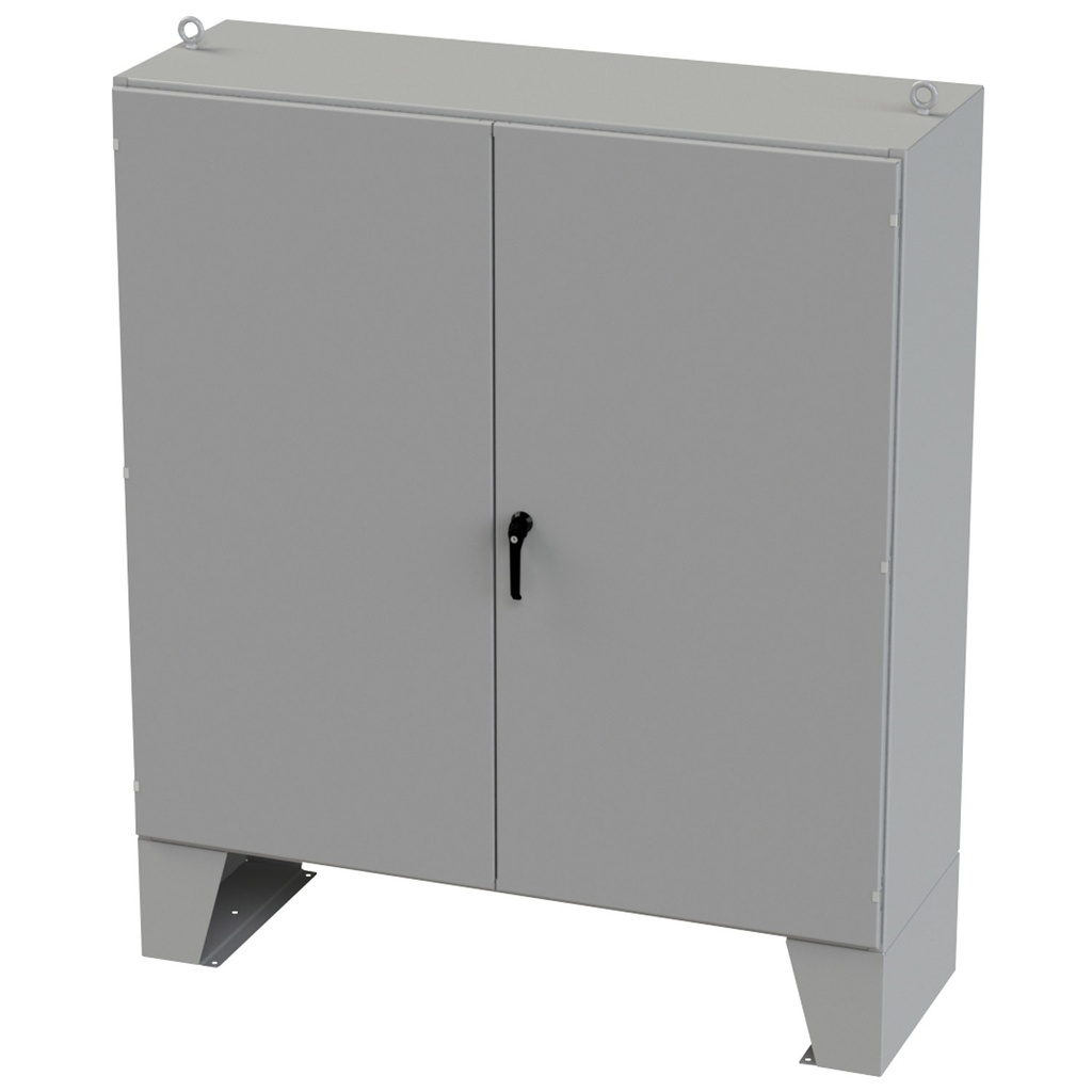 NEMA 12 Enclosure, Floor Mount, 72" H x 72" W x 24" D, Carbon Steel, Powder Coat gray