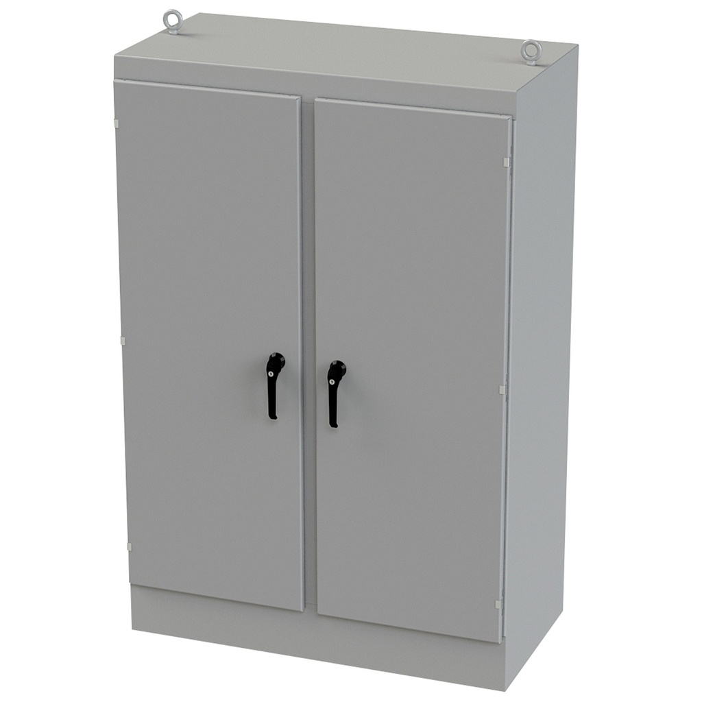 NEMA 12 Enclosure, Free Standing, 72" H x 48" W x 24" D, Carbon Steel, Powder Coat gray