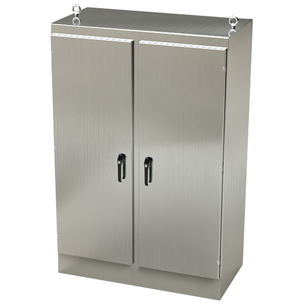 NEMA 4X Enclosure, Free Standing, 72" H x 48" W x 24" D, 304 Stainless Steel