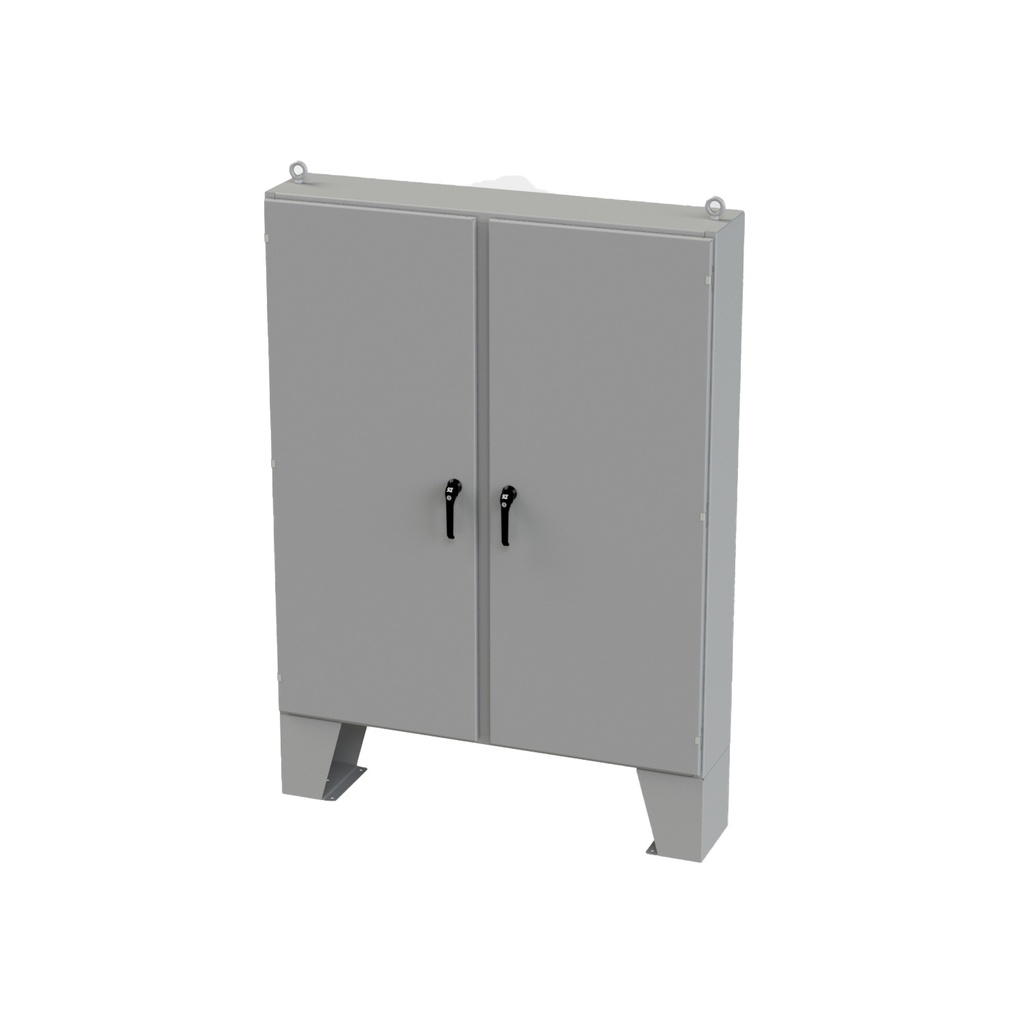 NEMA 12 Enclosure, Floor Mount, 72" H x 60" W x 12" D, Carbon Steel, Powder Coat gray