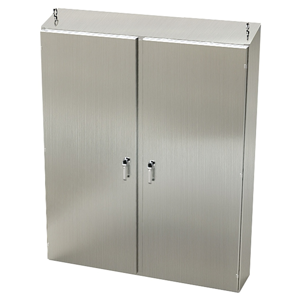NEMA 4X Enclosure, Slope Top, Free Standing, 72" H x 60" W x 12" D, 304 Stainless Steel