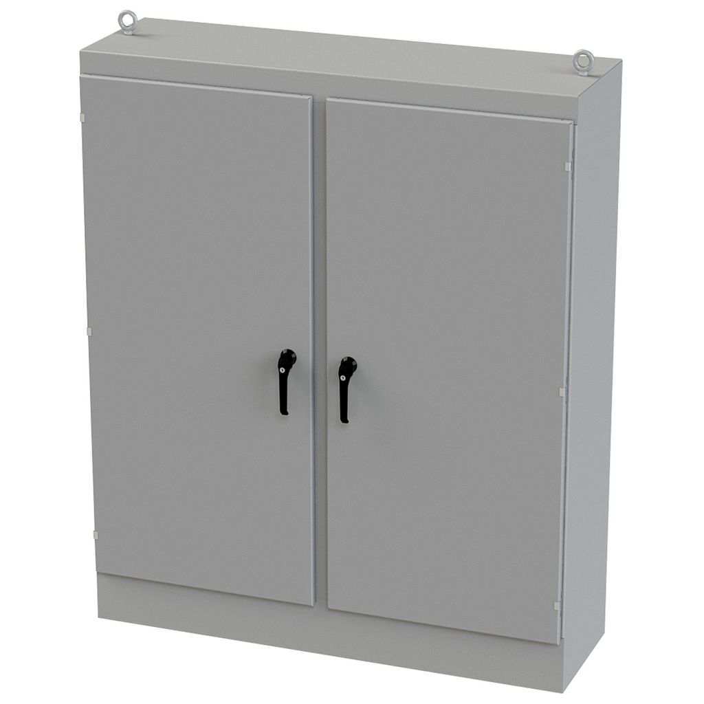 NEMA 12 Enclosure, Free Standing, 72" H x 60" W x 18" D, Carbon Steel, Powder Coat gray