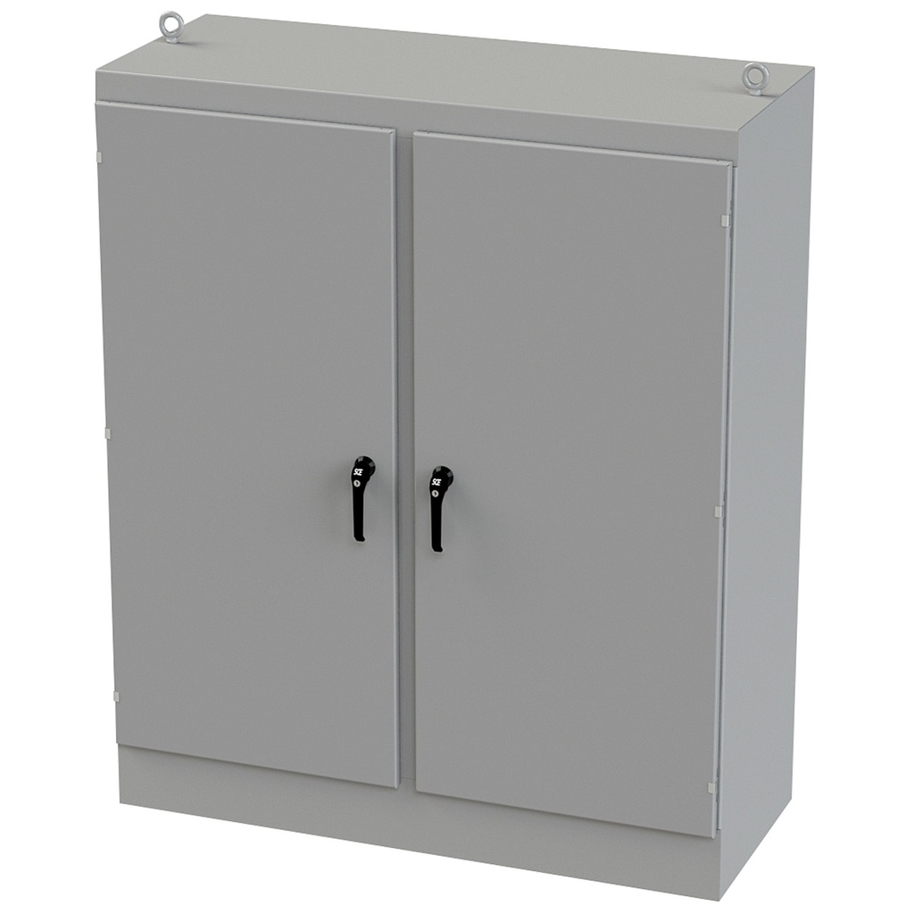 NEMA 12 Enclosure, Free Standing, 72" H x 60" W x 24" D, Carbon Steel, Powder Coat gray