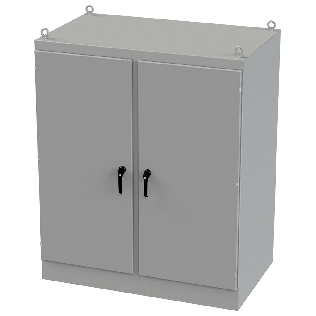 NEMA 12 Enclosure, Free Standing, 72" H x 60" W x 36" D, Carbon Steel, Powder Coat gray