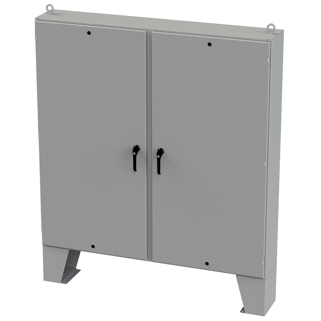 NEMA 12 Enclosure, Floor Mount, 72" H x 72" W x 12" D, Carbon Steel, Powder Coat gray