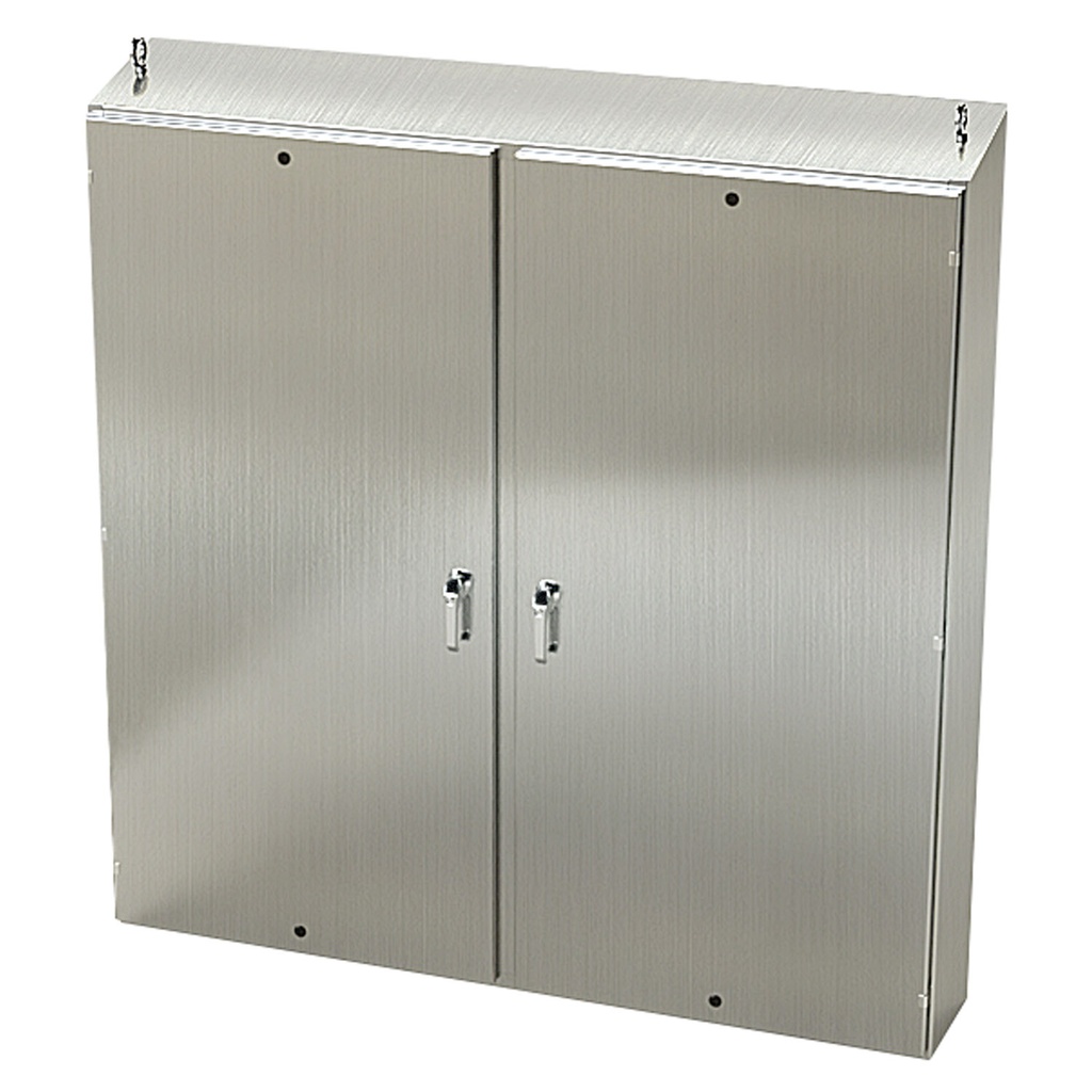 NEMA 4X Enclosure, Slope Top, Free Standing, 72" H x 72" W x 12" D, 304 Stainless Steel