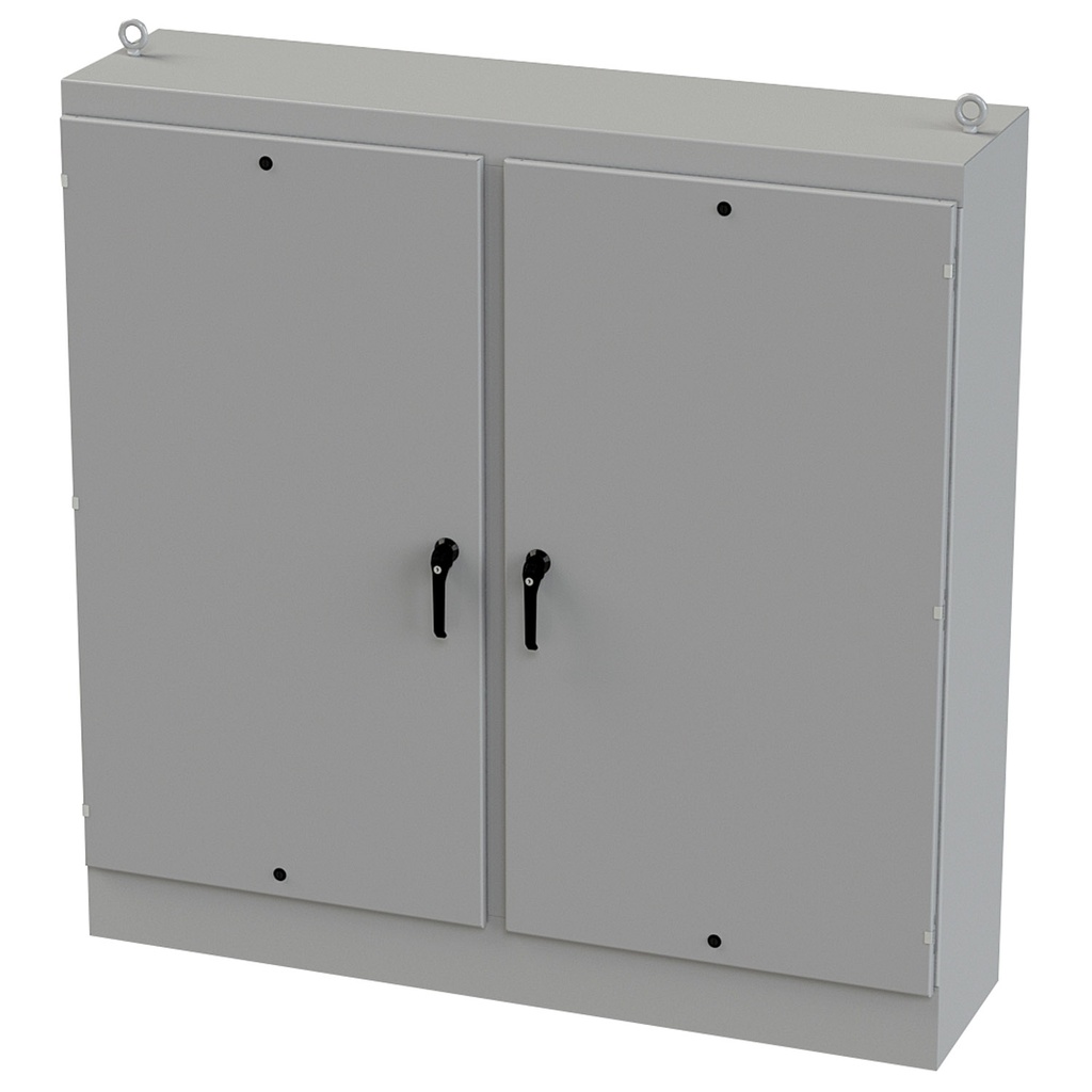 NEMA 12 Enclosure, Free Standing, 72" H x 72" W x 18" D, Carbon Steel, Powder Coat gray