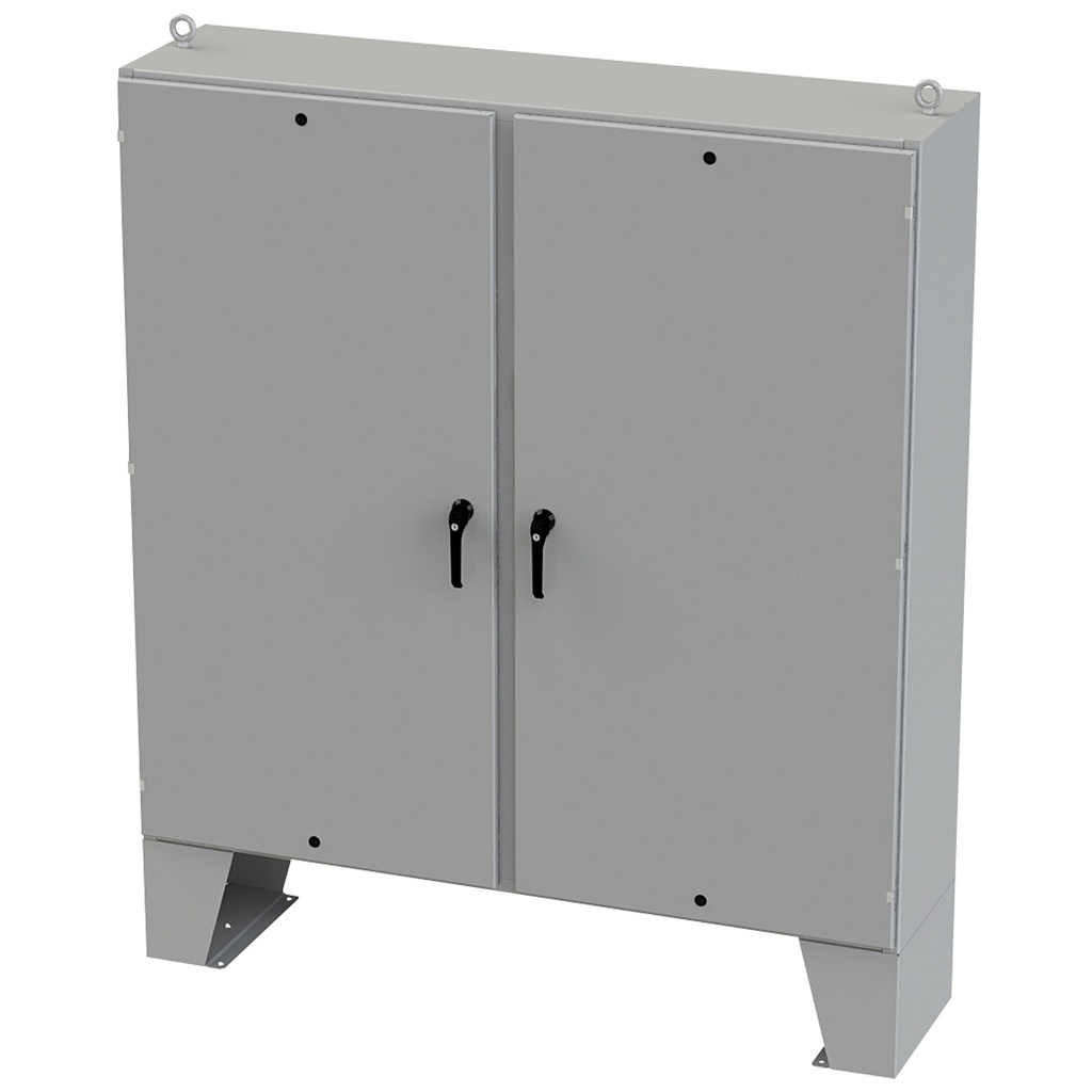 NEMA 12 Enclosure, Floor Mount, 72" H x 72" W x 18" D, Carbon Steel, Powder Coat gray