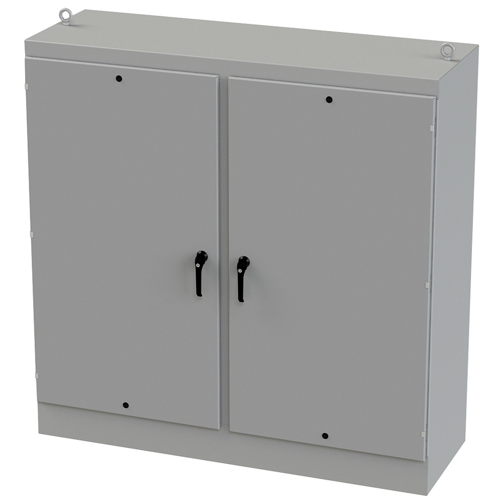 NEMA 12 Enclosure, Free Standing, 72" H x 72" W x 24" D, Carbon Steel, Powder Coat gray