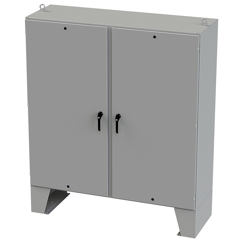 NEMA 12 Enclosure, Floor Mount, 72" H x 72" W x 24" D, Carbon Steel, Powder Coat gray