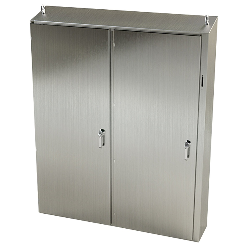 NEMA 4X Disconnect Enclosure, Slope Top, Free Standing, 72" H x 61" W x 12" D, 304 Stainless Steel