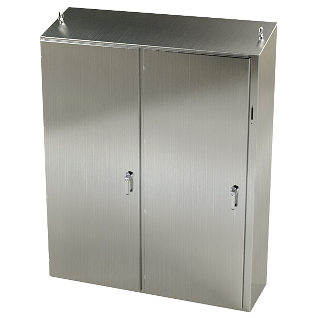 NEMA 4X Disconnect Enclosure, Slope Top, Free Standing, 72" H x 61" W x 18" D, 304 Stainless Steel