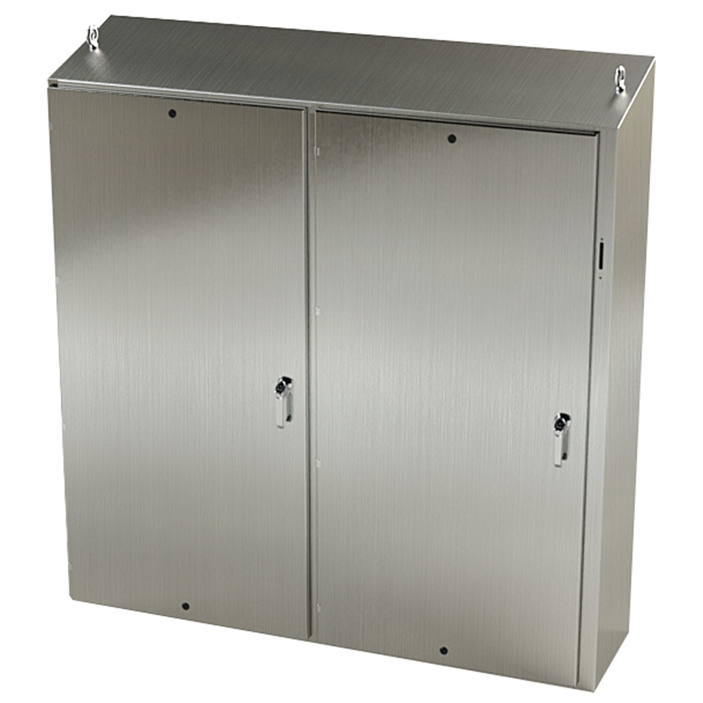 NEMA 4X Disconnect Enclosure, Slope Top, Free Standing, 72" H x 73" W x 18" D, 304 Stainless Steel
