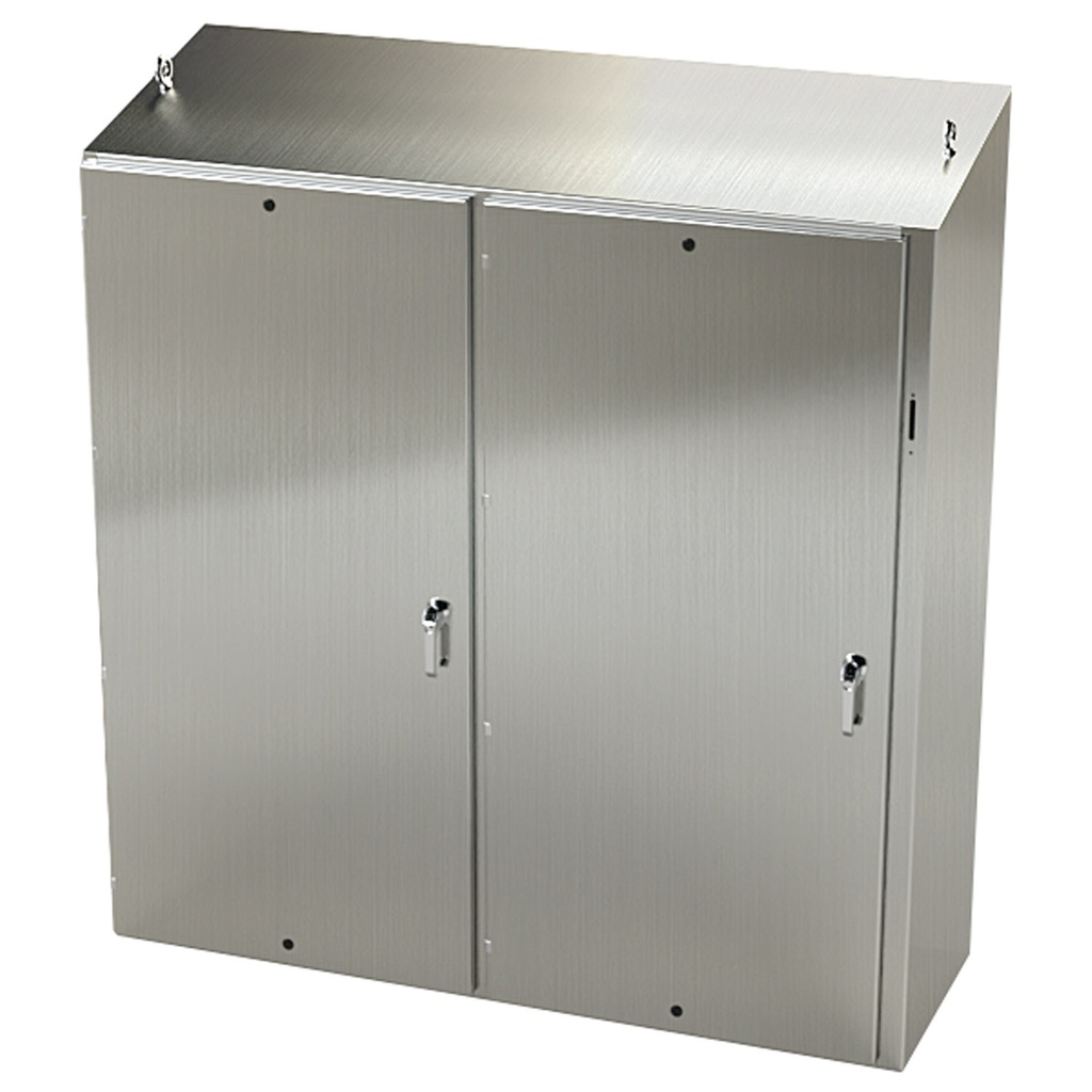 NEMA 4X Disconnect Enclosure, Slope Top, Free Standing, 72" H x 73" W x 24" D, 304 Stainless Steel