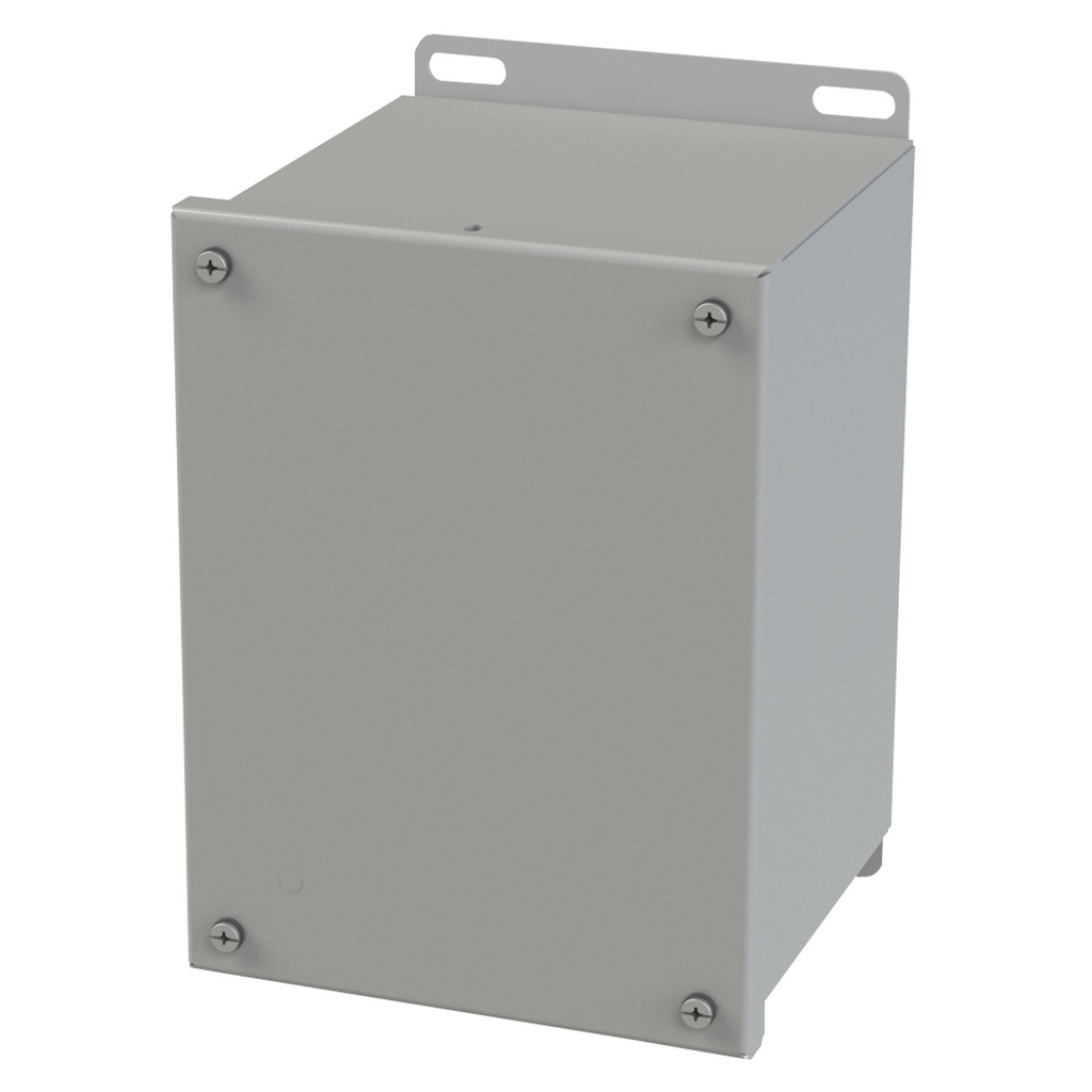 NEMA 3R, 4, 12 Enclosure, Wallmount, 8.125" H x 6" W x 6" D, Carbon Steel, Powder Coat gray