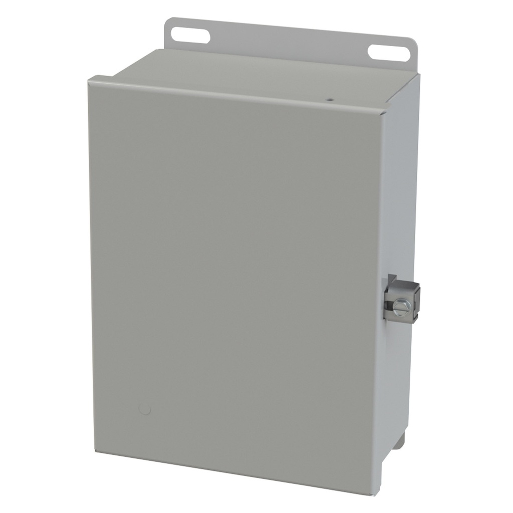 NEMA 3R, 4, 12 Enclosure, Wallmount, 8.125" H x 6" W x 3.5" D, Carbon Steel, Powder Coat gray