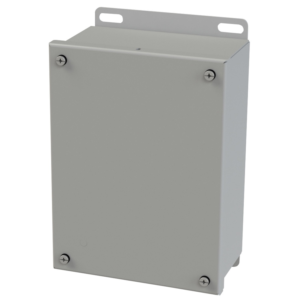 NEMA 3R, 4, 12 Enclosure, Wallmount, 8.125" H x 6" W x 3.5" D, Carbon Steel, Powder Coat gray