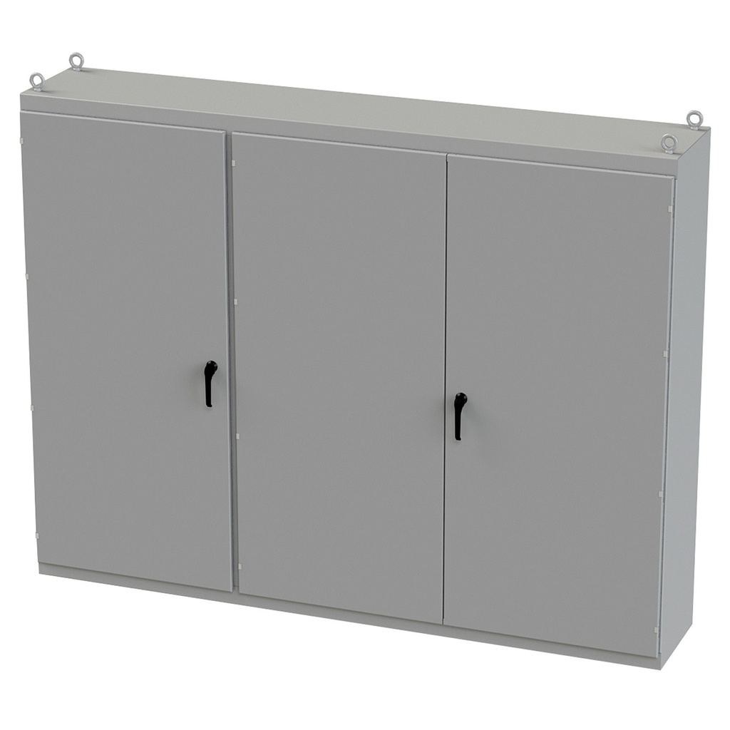 NEMA 3R Enclosure, Free Standing, 86" H x 112" W x 20" D, Carbon Steel, Powder Coat gray