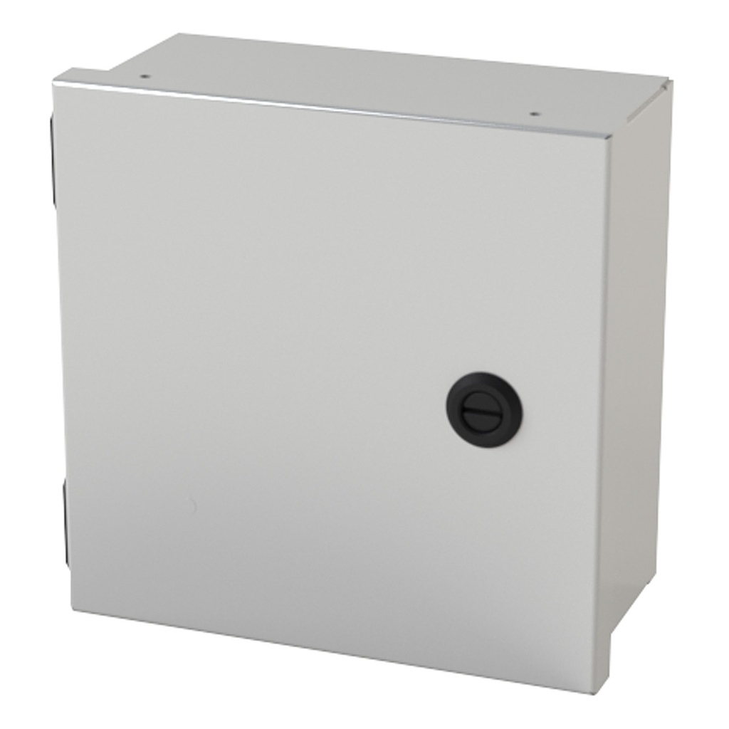 NEMA 1 Enclosure, Wallmount, 8" H x 8" W x 4" D, Carbon Steel, Powder Coat gray