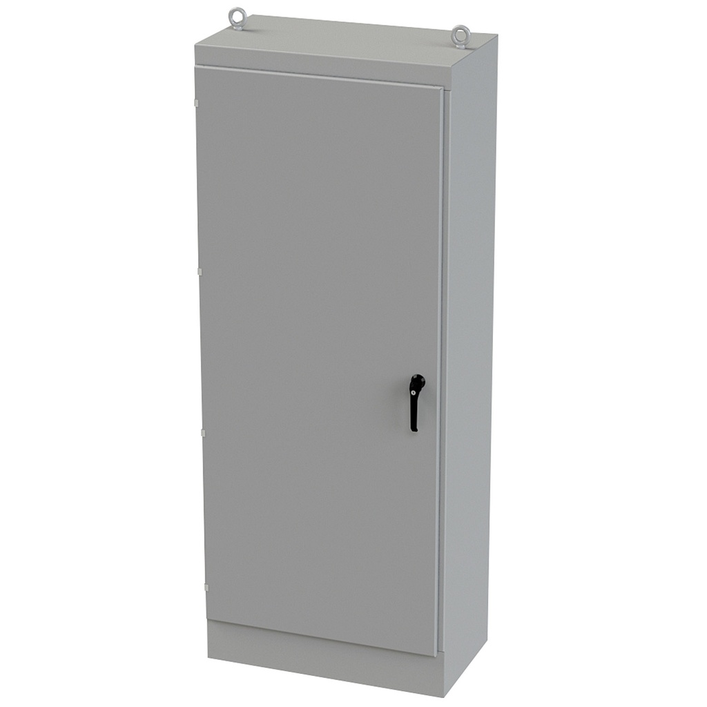 NEMA 12 Enclosure, Free Standing, 90" H x 36" W x 20" D, Carbon Steel, Powder Coat gray