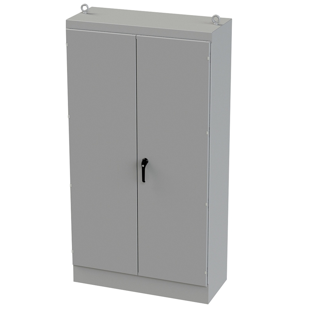 NEMA 12 Enclosure, Free Standing, 90" H x 48" W x 20" D, Carbon Steel, Powder Coat gray