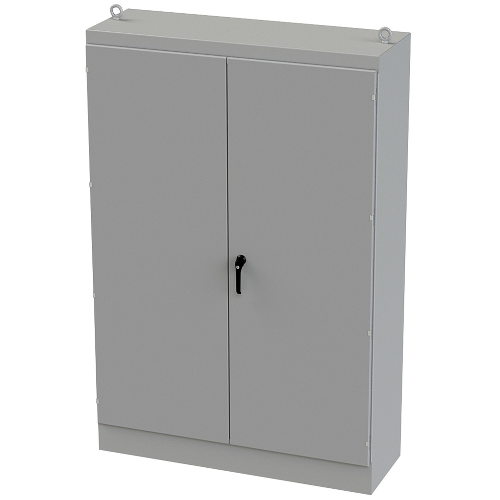 NEMA 12 Enclosure, Free Standing, 90" H x 60" W x 20" D, Carbon Steel, Powder Coat gray