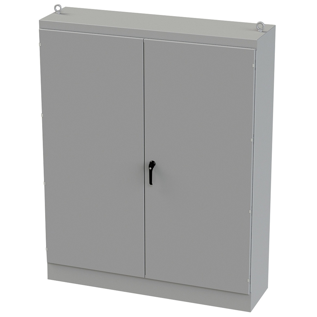 NEMA 12 Enclosure, Free Standing, 90" H x 72" W x 20" D, Carbon Steel, Powder Coat gray