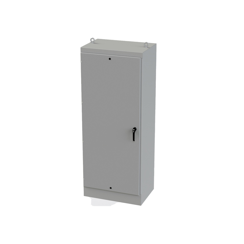 NEMA 12 Enclosure, Free Standing, 90" H x 36" W x 24" D, Carbon Steel, Powder Coat gray