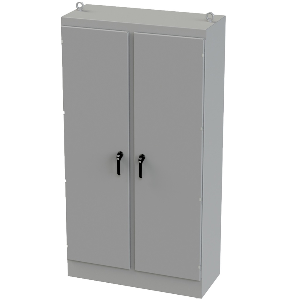 NEMA 12 Enclosure, Free Standing, 90" H x 48" W x 20" D, Carbon Steel, Powder Coat gray